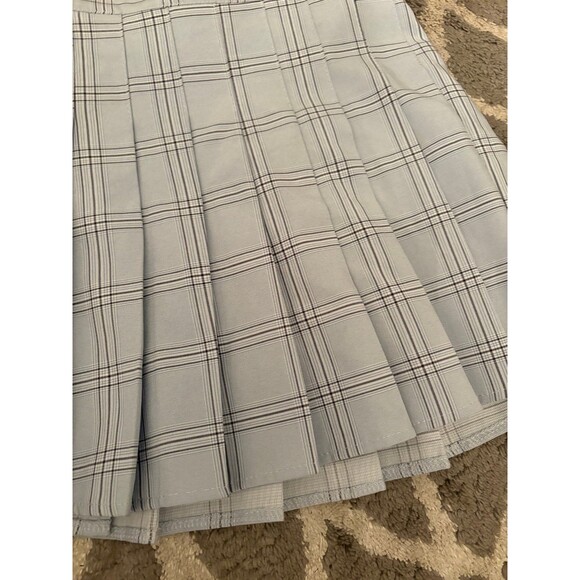 Light Blue Plaid Pleated Princess Polly Mini Skirt - Picture 2 of 3